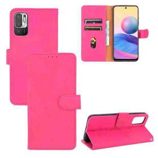 For Xiaomi Redmi Note 10 5G Solid Color Skin Feel Magnetic Buckle Horizontal Flip Calf Texture PU Leather Case with Holder & Card Slots & Wallet(Rose Red)