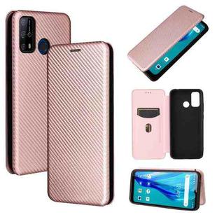For Oukitel C23 Pro Carbon Fiber Texture Horizontal Flip TPU + PC + PU Leather Case with Card Slot(Pink)