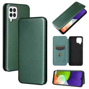 For Samsung Galaxy A22 4G Carbon Fiber Texture Horizontal Flip TPU + PC + PU Leather Case with Card Slot(Green)