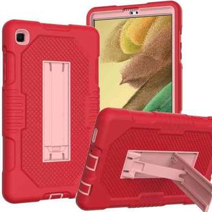 For Samsung Galaxy Tab A7 Lite T220 / T225 (2021) Contrast Color Robot Shockproof Silicone + PC Protective Case with Holder(Noble Red)
