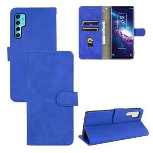 For TCL 20 Pro 5G Solid Color Skin Feel Magnetic Buckle Horizontal Flip Calf Texture PU Leather Case with Holder & Card Slots & Wallet(Blue)