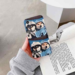 For iPhone 12 Colored Drawing Pattern TPU Protective Case(Two Dogs)