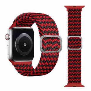 Buckle Braided Elastic Strap Watch Band For Apple Watch Series 7 45mm / 6 & SE & 5 & 4 44mm / 3 & 2 & 1 42mm(Wave Red Black)