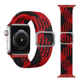 Buckle Braided Elastic Strap Watch Band For Apple Watch Series 7 45mm / 6 & SE & 5 & 4 44mm / 3 & 2 & 1 42mm(Red Between Black)