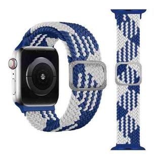 Buckle Braided Elastic Strap Watch Band For Apple Watch Series 7 45mm / 6 & SE & 5 & 4 44mm / 3 & 2 & 1 42mm(Blue White)