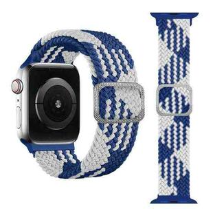 Buckle Braided Elastic Strap Watch Band For Apple Watch Series 8&7 41mm / SE 2&6&SE&5&4 40mm / 3&2&1 38mm(Blue White)