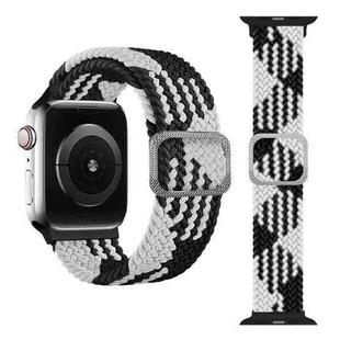 Buckle Braided Elastic Strap Watch Band For Apple Watch Series 7 41mm / 6 & SE & 5 & 4 40mm / 3 & 2 & 1 38mm(Black and White)