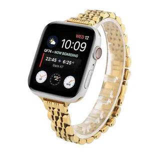 Small Waist Seven Beads Stainless Steel Strap Watch Band For Apple Watch Series 8&7 41mm / SE 2&6&SE&5&4 40mm / 3&2&1 38mm(Gold)