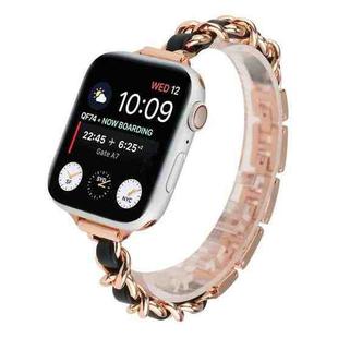 Small Waist Stainless Steel Strap Watch Band For Apple Watch Series 7 41mm / 6 & SE & 5 & 4 40mm / 3 & 2 & 1 38mm(Rose Gold Black)