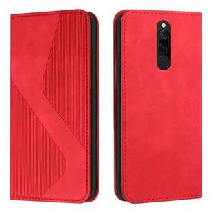 For Xiaomi Redmi 8 / 8A Skin Feel Magnetic S-type Solid Color Horizontal Flip Leather Case with Holder & Card Slot & Wallet(Red)