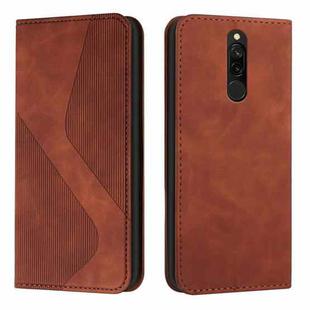 For Xiaomi Redmi 8 / 8A Skin Feel Magnetic S-type Solid Color Horizontal Flip Leather Case with Holder & Card Slot & Wallet(Brown)