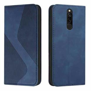 For Xiaomi Redmi 8 / 8A Skin Feel Magnetic S-type Solid Color Horizontal Flip Leather Case with Holder & Card Slot & Wallet(Blue)