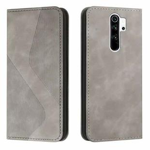 For Xiaomi Redmi 9 Skin Feel Magnetic S-type Solid Color Horizontal Flip Leather Case with Holder & Card Slot & Wallet(Grey)