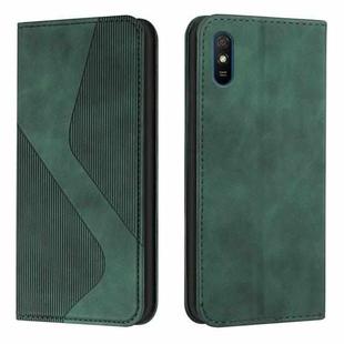 For Xiaomi Redmi 9A Skin Feel Magnetic S-type Solid Color Horizontal Flip Leather Case with Holder & Card Slot & Wallet(Green)