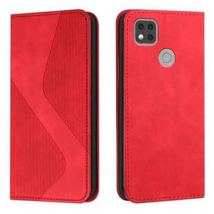 For Xiaomi Redmi 9C Skin Feel Magnetic S-type Solid Color Horizontal Flip Leather Case with Holder & Card Slot & Wallet(Red)