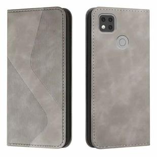 For Xiaomi Redmi 9C Skin Feel Magnetic S-type Solid Color Horizontal Flip Leather Case with Holder & Card Slot & Wallet(Grey)