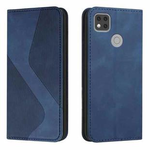For Xiaomi Redmi 9C Skin Feel Magnetic S-type Solid Color Horizontal Flip Leather Case with Holder & Card Slot & Wallet(Blue)