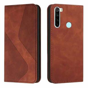For Xiaomi Redmi Note 8 Skin Feel Magnetic S-type Solid Color Horizontal Flip Leather Case with Holder & Card Slot & Wallet(Brown)