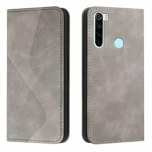 For Xiaomi Redmi Note 8 Skin Feel Magnetic S-type Solid Color Horizontal Flip Leather Case with Holder & Card Slot & Wallet(Grey)