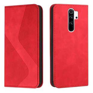 For Xiaomi Redmi Note 8 Pro Skin Feel Magnetic S-type Solid Color Horizontal Flip Leather Case with Holder & Card Slot & Wallet(Red)