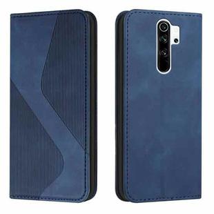 For Xiaomi Redmi Note 8 Pro Skin Feel Magnetic S-type Solid Color Horizontal Flip Leather Case with Holder & Card Slot & Wallet(Blue)