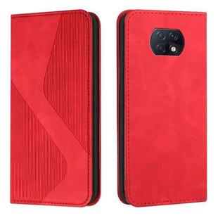For Xiaomi Redmi Note 9 5G / Note 9T Skin Feel Magnetic S-type Solid Color Horizontal Flip Leather Case with Holder & Card Slot & Wallet(Red)