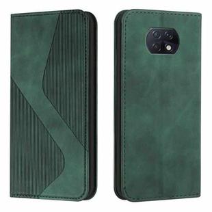 For Xiaomi Redmi Note 9 5G / Note 9T Skin Feel Magnetic S-type Solid Color Horizontal Flip Leather Case with Holder & Card Slot & Wallet(Green)