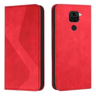 For Xiaomi Redmi Note 9 / Redmi 10X Skin Feel Magnetic S-type Solid Color Horizontal Flip Leather Case with Holder & Card Slot & Wallet(Red)