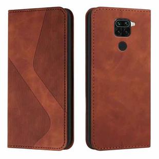 For Xiaomi Redmi Note 9 / Redmi 10X Skin Feel Magnetic S-type Solid Color Horizontal Flip Leather Case with Holder & Card Slot & Wallet(Brown)