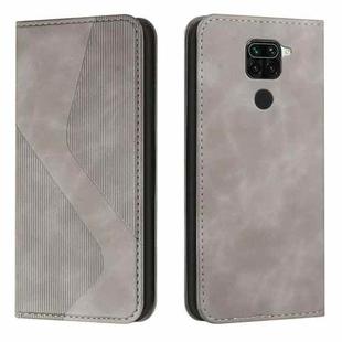 For Xiaomi Redmi Note 9 / Redmi 10X Skin Feel Magnetic S-type Solid Color Horizontal Flip Leather Case with Holder & Card Slot & Wallet(Grey)