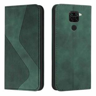 For Xiaomi Redmi Note 9 / Redmi 10X Skin Feel Magnetic S-type Solid Color Horizontal Flip Leather Case with Holder & Card Slot & Wallet(Green)