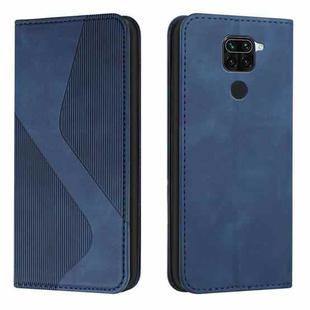 For Xiaomi Redmi Note 9 / Redmi 10X Skin Feel Magnetic S-type Solid Color Horizontal Flip Leather Case with Holder & Card Slot & Wallet(Blue)