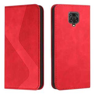 For Xiaomi Redmi Note 9S / Note 9 Pro Skin Feel Magnetic S-type Solid Color Horizontal Flip Leather Case with Holder & Card Slot & Wallet(Red)