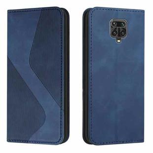 For Xiaomi Redmi Note 9S / Note 9 Pro Skin Feel Magnetic S-type Solid Color Horizontal Flip Leather Case with Holder & Card Slot & Wallet(Blue)