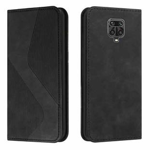 For Xiaomi Redmi Note 9S / Note 9 Pro Skin Feel Magnetic S-type Solid Color Horizontal Flip Leather Case with Holder & Card Slot & Wallet(Black)