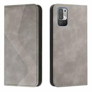 For Xiaomi Redmi Note 10 5G Skin Feel Magnetic S-type Solid Color Horizontal Flip Leather Case with Holder & Card Slot & Wallet(Grey)