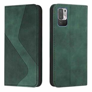 For Xiaomi Redmi Note 10 5G Skin Feel Magnetic S-type Solid Color Horizontal Flip Leather Case with Holder & Card Slot & Wallet(Green)