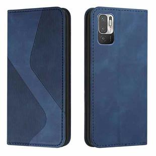 For Xiaomi Redmi Note 10 5G Skin Feel Magnetic S-type Solid Color Horizontal Flip Leather Case with Holder & Card Slot & Wallet(Blue)