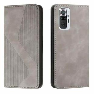 For Xiaomi Redmi Note 10 Pro Skin Feel Magnetic S-type Solid Color Horizontal Flip Leather Case with Holder & Card Slot & Wallet(Grey)