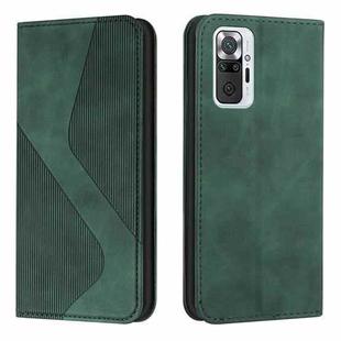 For Xiaomi Redmi Note 10 Pro Skin Feel Magnetic S-type Solid Color Horizontal Flip Leather Case with Holder & Card Slot & Wallet(Green)