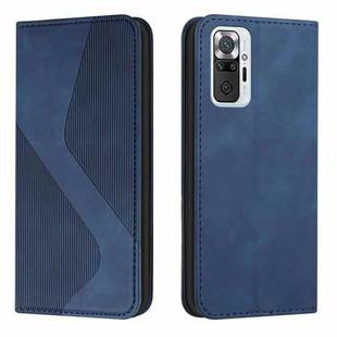 For Xiaomi Redmi Note 10 Pro Skin Feel Magnetic S-type Solid Color Horizontal Flip Leather Case with Holder & Card Slot & Wallet(Blue)