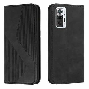 For Xiaomi Redmi Note 10 Pro Skin Feel Magnetic S-type Solid Color Horizontal Flip Leather Case with Holder & Card Slot & Wallet(Black)