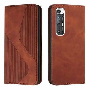 For Xiaomi Mi 10S Skin Feel Magnetic S-type Solid Color Horizontal Flip Leather Case with Holder & Card Slot & Wallet(Brown)