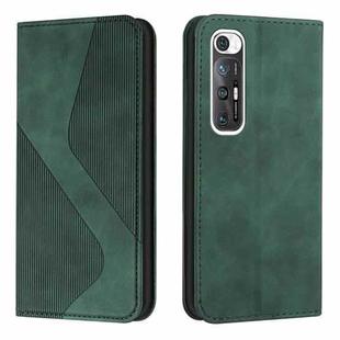For Xiaomi Mi 10S Skin Feel Magnetic S-type Solid Color Horizontal Flip Leather Case with Holder & Card Slot & Wallet(Green)