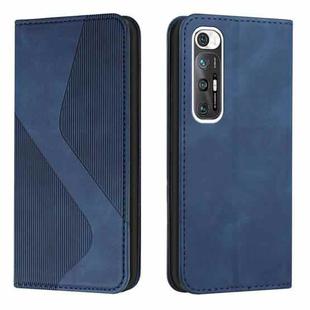 For Xiaomi Mi 10S Skin Feel Magnetic S-type Solid Color Horizontal Flip Leather Case with Holder & Card Slot & Wallet(Blue)