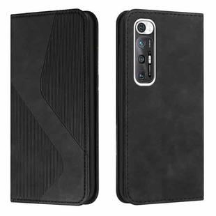 For Xiaomi Mi 10S Skin Feel Magnetic S-type Solid Color Horizontal Flip Leather Case with Holder & Card Slot & Wallet(Black)