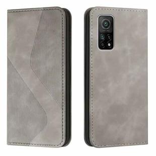 For Xiaomi Mi 10T Pro 5G Skin Feel Magnetic S-type Solid Color Horizontal Flip Leather Case with Holder & Card Slot & Wallet(Grey)