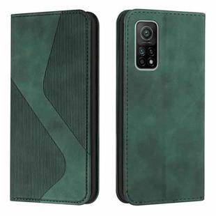 For Xiaomi Mi 10T Pro 5G Skin Feel Magnetic S-type Solid Color Horizontal Flip Leather Case with Holder & Card Slot & Wallet(Green)