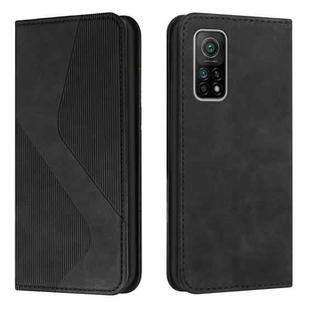 For Xiaomi Mi 10T Pro 5G Skin Feel Magnetic S-type Solid Color Horizontal Flip Leather Case with Holder & Card Slot & Wallet(Black)