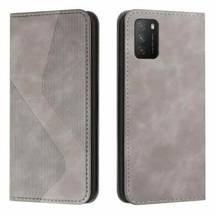For Xiaomi Poco M3 Skin Feel Magnetic S-type Solid Color Horizontal Flip Leather Case with Holder & Card Slot & Wallet(Grey)